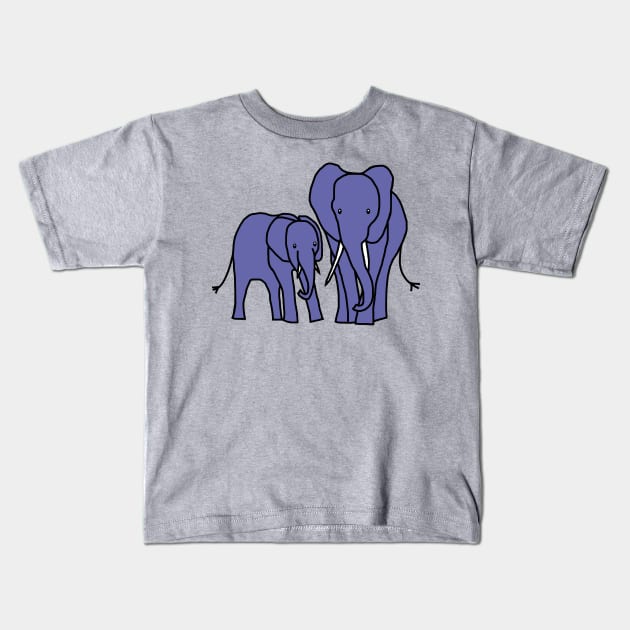 Very Peri Periwinkle Blue Elephants Color of the Year 2022 Kids T-Shirt by ellenhenryart